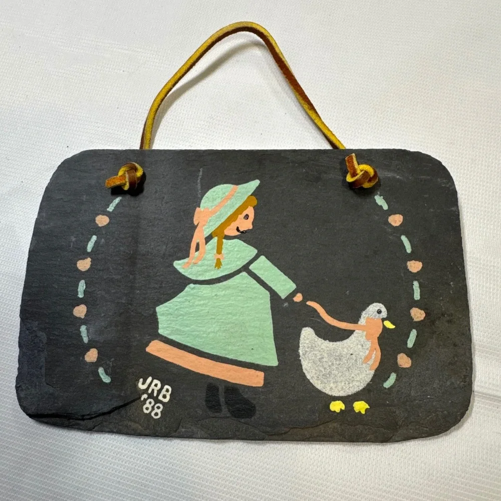 Vintage‎ 1988 Goose Cottagecore Grandmacore Hand Painted Slate Wall Decor Farm